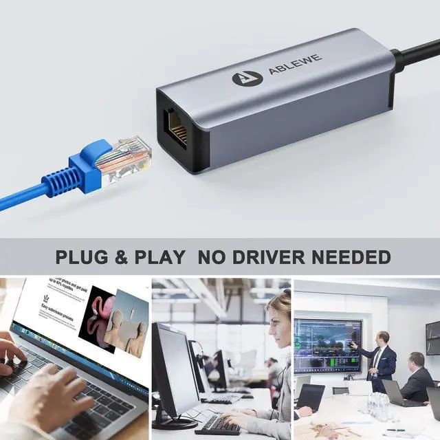 Alt view image 6 of 7 - Vilcome USB 3.0 to 100/1000 Gigabit Ethernet LAN Network Adapter, Driver Free RJ45 Internet Adapter Compatible with MacBook Surface Pro Laptop PC
