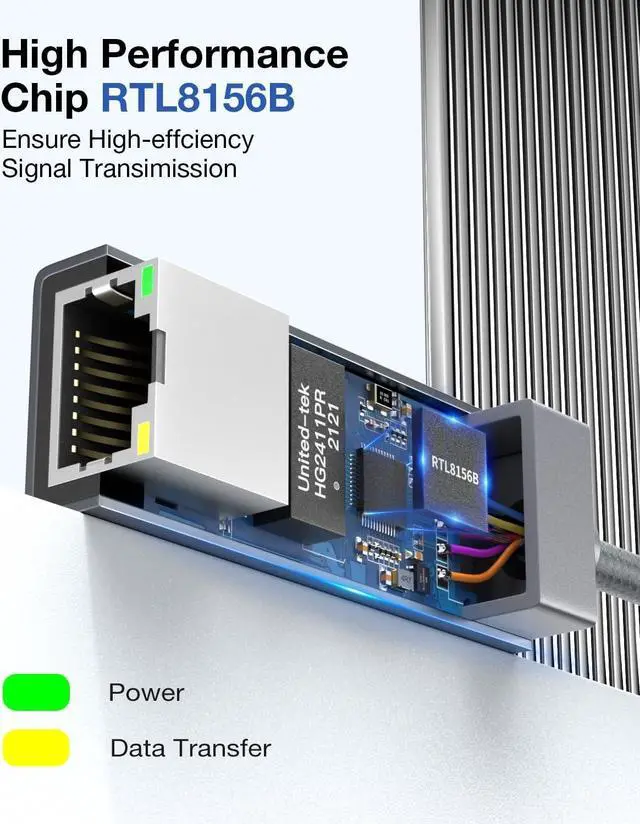 Alt view image 7 of 7 - USB C to Ethernet Adapter 2.5Gb, Thunderbolt 3 & USB 3.0 to RJ45 LAN Converter, 2500Mbps Gigabit Network Adapter for MacBook Pro/Air, iPad Pro, Dell XPS, Surface, Laptop