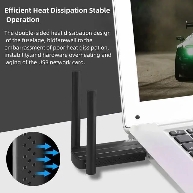 Alt view image 4 of 7 - Wireless USB WiFi Adapter for PC,1300Mbps Dual 5Dbi Antennas 2.4&5.0GHz 802.11AC USB 3.0 WiFi Adapter Support for Windows Vista/XP/Win7/8/10/11, Linux OS, MAC OS 10.9-10.15