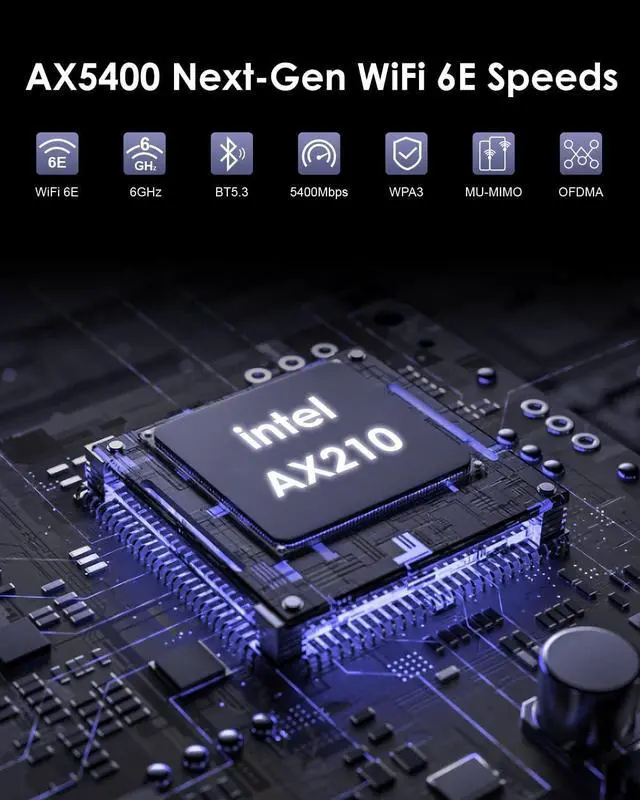 Alt view image 2 of 7 - 2024 New AX5400 WiFi 6E PCIe Network Card, Wavlink Tri-Band AX210 Wireless Adapter with Bluetooth 5.3, MU-MIMO, WPA3, OFDMA, Low-Profile Bracket, Heat Sink, for Windows 10/11