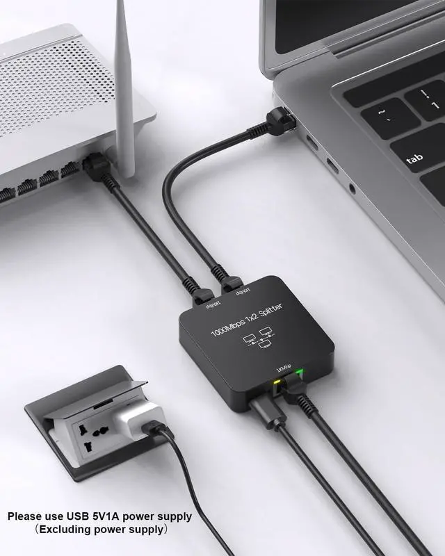 Alt view image 3 of 7 - Ethernet Splitter 1 to 2 Out with Cat 6 Ethernet Cable, 1000Mbps High Speed, RJ45 Splitter, Gigabit Internet Splitter Connector for Cat 5/5e/6/7/8 Cable