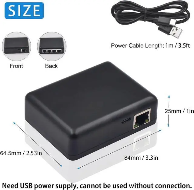 Alt view image 5 of 7 - Poyiccot RJ45 Ethernet Splitter 1000mbps, Ethernet Splitter High Speed, Gigabit RJ45 Network Adapter with USB Power Cable for Cat5, Cat6, Cat7 [4 Devices Simultaneous Networking], 1 to 4
