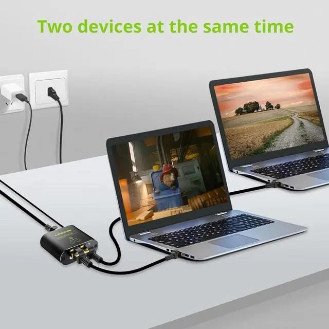 Alt view image 4 of 7 - LiNKFOR Ethernet Splitter 1 in 2 out,1000Mbps High Speed Ethernet Splitter RJ45 Network Extension Connector with USB Type C cable Gigabit Ethernet Switch Network Sharing for Cat8 Cat7 Cat6 Cat5 Cat5e