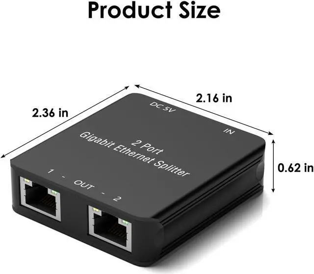 Alt view image 4 of 7 - RJ45 Ethernet Splitter RJ45 Splitter High Speed 1000Mbps Network 1 In 2 Out (2 Devices Networked Simultaneously) RJ45 Ethernet Coupler Splitter for Cat5/Cat5e/Cat6/Cat6a/Cat7/Cat8 Internet Cable