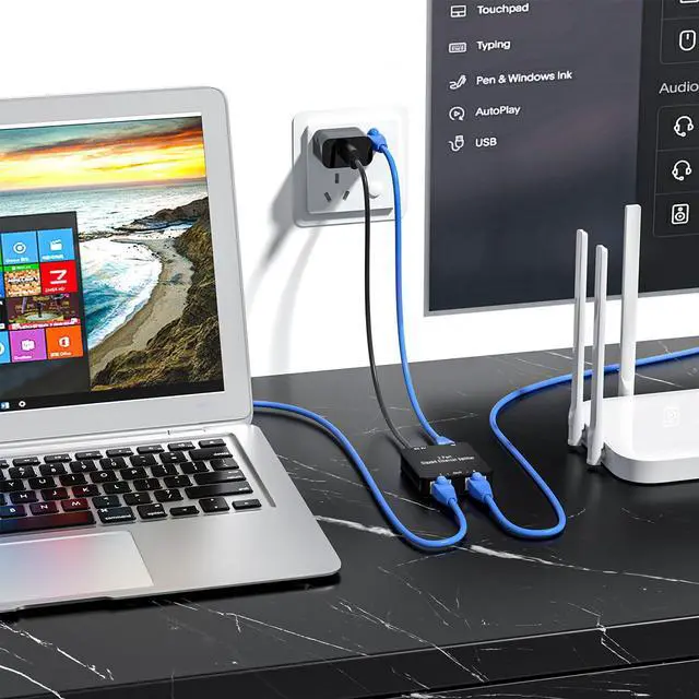 Alt view image 7 of 7 - RJ45 Ethernet Splitter RJ45 Splitter High Speed 1000Mbps Network 1 In 2 Out (2 Devices Networked Simultaneously) RJ45 Ethernet Coupler Splitter for Cat5/Cat5e/Cat6/Cat6a/Cat7/Cat8 Internet Cable