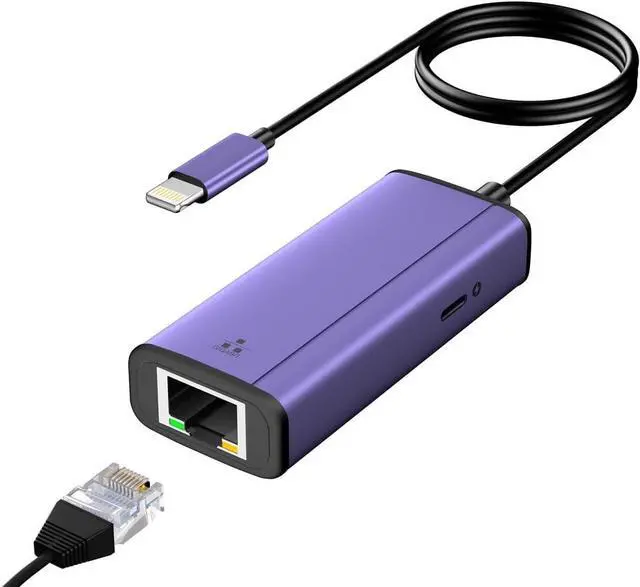 Main image of sunshot Lightning to ethernet Adapter, 2 in 1 Lightning to RJ45 LAN Network and Charging Port, Compatible with iPhone/iPad/iPod,Supports 10/100/1000Mbps Supper High Speed Ethernet Network(1.65Ft)