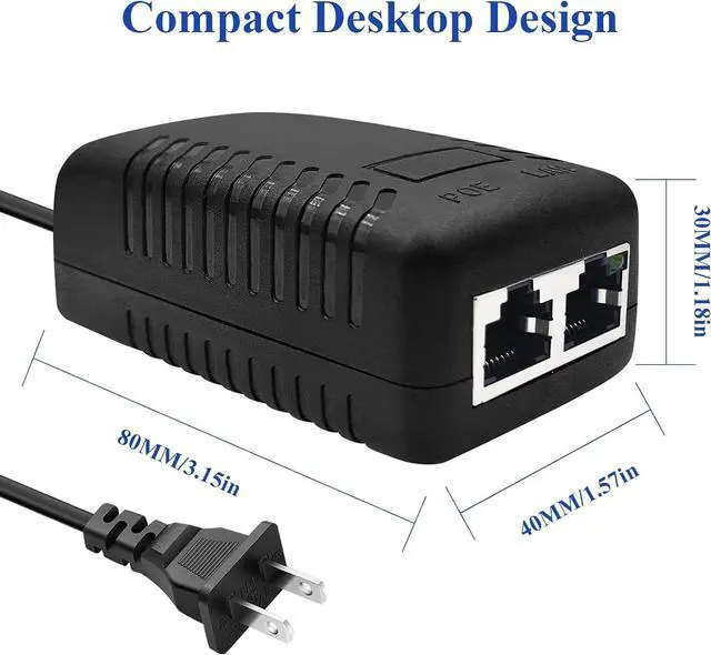 Alt view image 5 of 6 - STEAMEMO 52V Gigabit PoE Injector Adapter, 15W 10/100/1000Mbps IEEE 802.3af Compliant, Plug & Play, Gigabit PoE Adapter for IP Cameras and VoIP Phones Network Distance Up to 328 ft