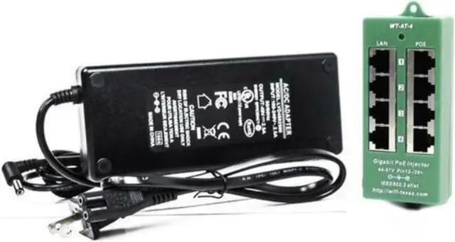 Main image of PoE Texas 4 Port PoE/PoE+ Injector with 56V 120W Power Supply - Gigabit Injector - Active Mode A Power Over Ethernet Multi Port PoE Adapter - Supports 4 PoE (802.3af or at) up to 120 watts