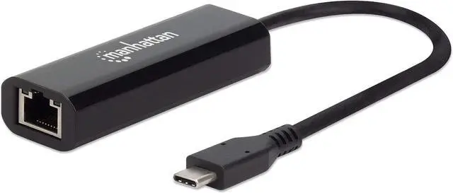 Main image of Manhattan USB-C to 2.5GBASE-T Gigabit (10/100/1000 Mbps & 2.5 Gbps) RJ45 Network Adapter, Multi-Gigabit Ethernet, Black, Box