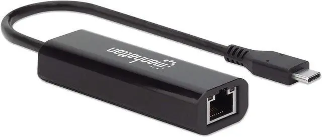 Alt view image 2 of 4 - Manhattan USB-C to 2.5GBASE-T Gigabit (10/100/1000 Mbps & 2.5 Gbps) RJ45 Network Adapter, Multi-Gigabit Ethernet, Black, Box