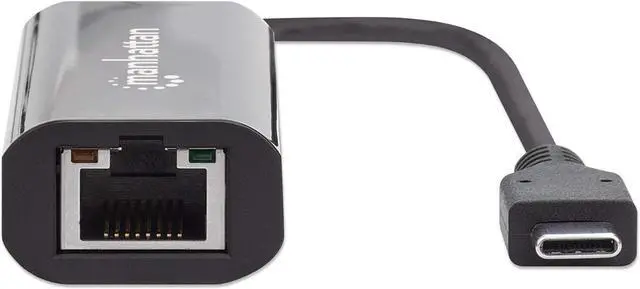 Alt view image 3 of 4 - Manhattan USB-C to 2.5GBASE-T Gigabit (10/100/1000 Mbps & 2.5 Gbps) RJ45 Network Adapter, Multi-Gigabit Ethernet, Black, Box