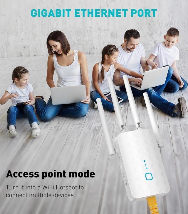 Alt view image 4 of 7 - 2024 WiFi Extender 1.2Gbps Signal Booster for Home | Dual Band 5GHz&2.4GHz, New Gen up to 4X Faster, Longer Range Than Ever, Super Antennas, Signal Amplifier w/Ethernet Port, AlexaFire TV Compatible