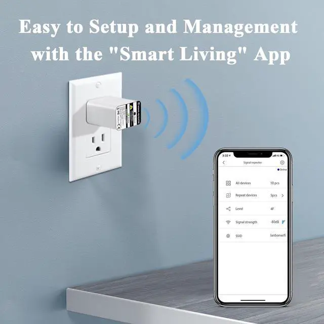 Alt view image 6 of 7 - LANBON L8-HRP Mesh WiFi Extender Only for Smart Living L8 Series Smart Switch, 2.4Ghz WiFi Repeater 10m Signal Booster No Lag & No Drop, Internet Booster WiFi Repeater