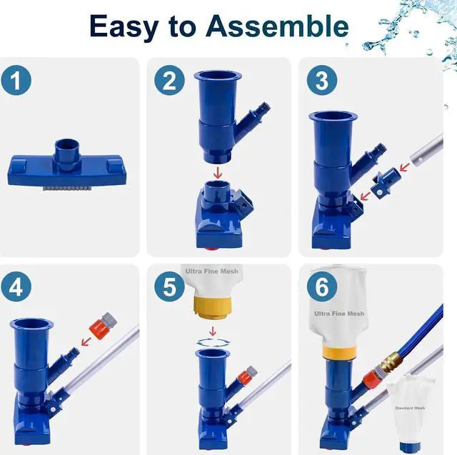 Alt view image 4 of 7 - Portable Pool Vacuum Jet Underwater Cleaner (2024 Upgrade)with Fine Mesh Bag& 56" Pole, Handheld Jet Pool Vacuum for Above Ground Pool, Underwater Spa Pool Vacuum Cleaner Attach to Garden Hose