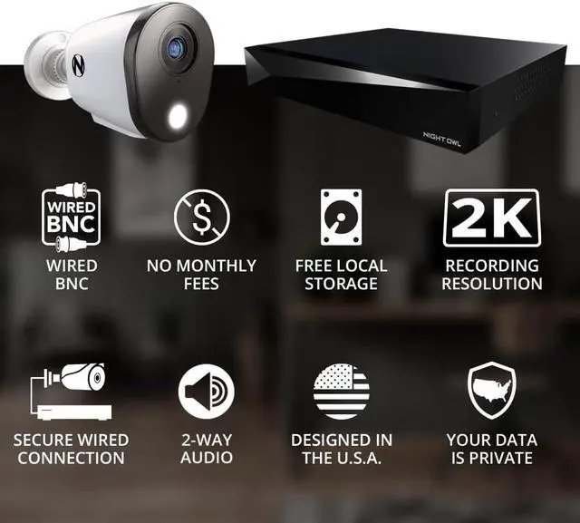 Alt view image 3 of 7 - Night Owl 2-Way Audio 12 Channel DVR Video Home Security Camera System with (8) Wired 2K HD Indoor/Outdoor Deterrence Cameras and 2TB Hard Drive (Add up to 4 More Wired and 4 Wi-Fi Cameras) (8 Camera)