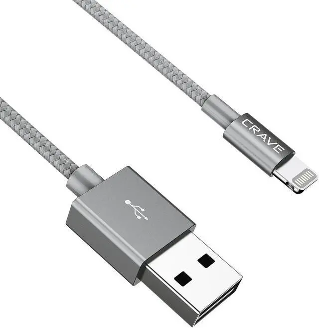 Alt view image 4 of 6 - MFI Certified Lightning to USB Cable - Premium Nylon Braided Cable 4 FT - Slate