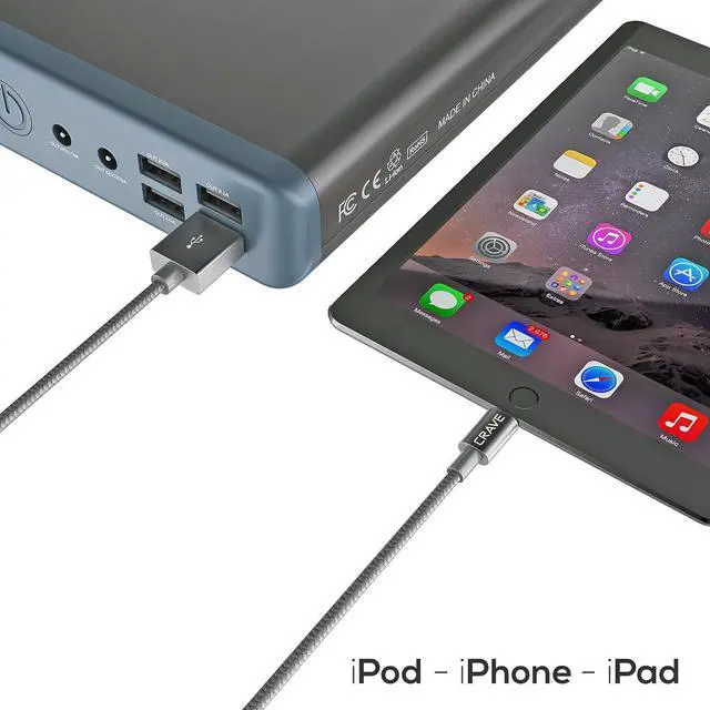 Alt view image 5 of 6 - MFI Certified Lightning to USB Cable - Premium Nylon Braided Cable 4 FT - Slate