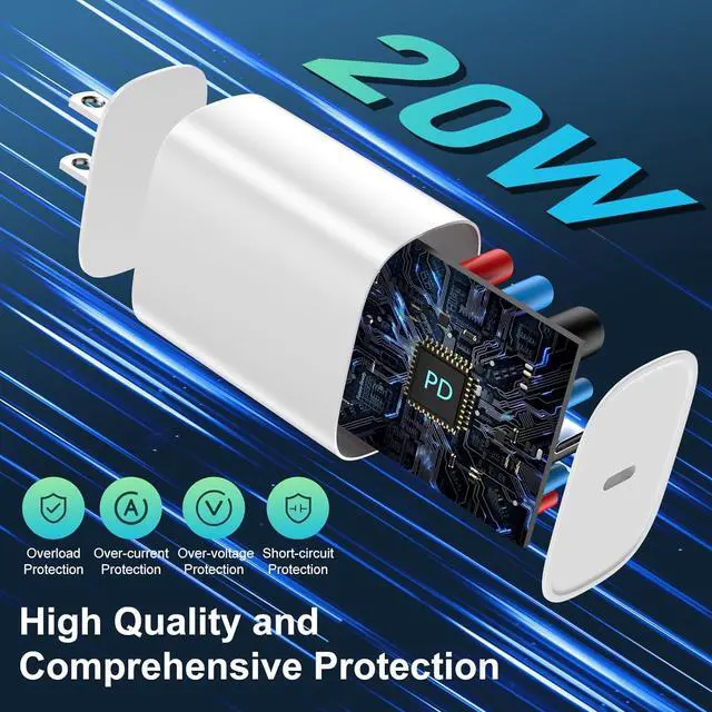 Alt view image 4 of 6 - Phone 14 13 12 11 Fast Charger,10FT Long Fast Charging Lightning Cable with 20W USB C iPhone Charger Type C Charger Block for iPhone 14/14 Pro Max/13/13 Pro Max/12/12 Pro Max/11/11Pro/XS/Max/XR/X,iPad