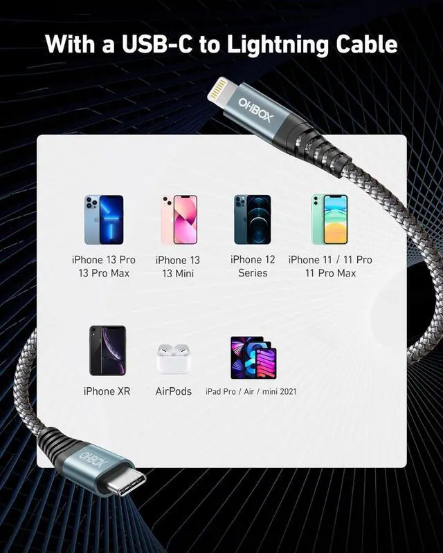 Alt view image 6 of 7 - USB C to Lightning Cable 6FT 2Pack MFi Certified USBC iPhone Charger Cord Heavy Duty Type C iPhone Cable Compatible with iPhone 14 13 12 11 Pro Max Mini 8 Plus SE iPad and More
