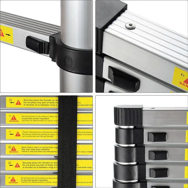 Alt view image 6 of 7 - 12.5ft Portable Aluminum Telescoping Extension Ladder Retractable For Outdoor