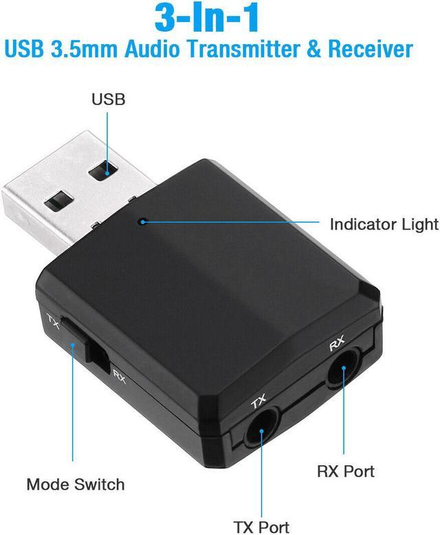 Alt view image 3 of 6 - 3 in 1 USB Bluetooth 5.0 Audio Transmitter Receiver Adapter For TV PC Car Grace