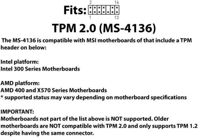 Alt view image 4 of 5 - MSI Accessory TPM 2.0 Module (MS-4136) INFINEON 9665 TPM 2.0 FW 5.63