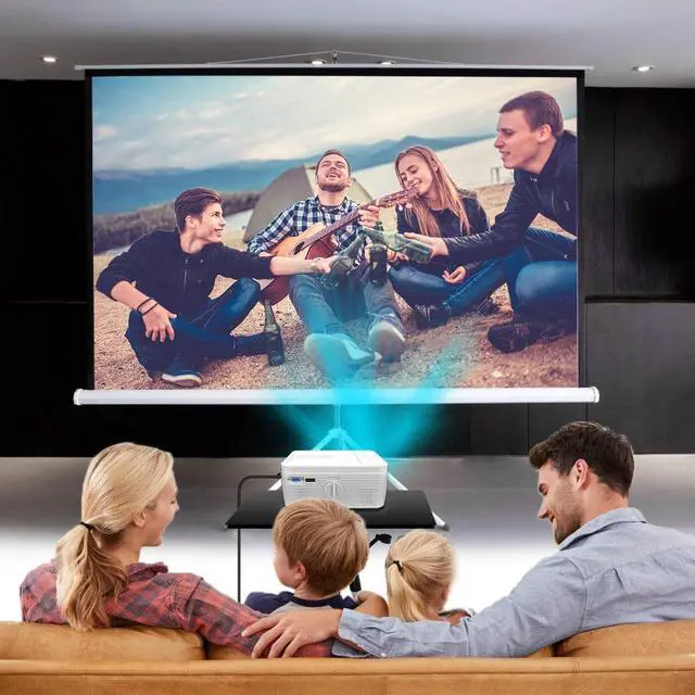 Alt view image 2 of 7 - HD 9000L Bluetooth Projector Built in DVD Player, Mini Projector 1080P and 250Supported with Tripod/ Carry Bag, Projector Compatible w/ TV Stick, PS5, Laptop, Portable Outdoor Movie Projector