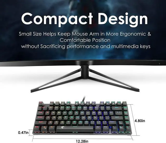 Alt view image 4 of 7 - HUO JI E-Yooso Z-88 RGB Mechanical Gaming Keyboard, Metal Panel, Blue Switches - Clicky, Compact 81 Keys Hot Swappable for Mac, PC, Black