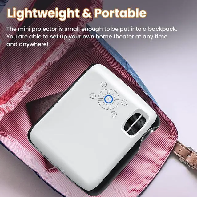 Alt view image 6 of 7 - Projector Native 1080P Bluetooth Projector with 100''Screen, 9500L Portable Outdoor Movie Projector Compatible with Smartphone, HDMI,USB,AV,Fire Stick, PS5
