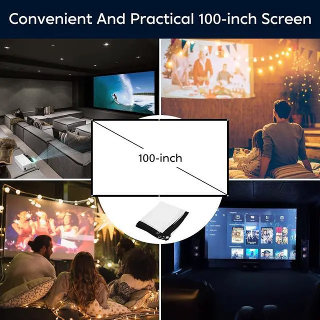 Alt view image 3 of 7 - Mini Projector, Upgraded 9500 Lumens Bluetooth Projector with 100" Screen, 1080P Full HD Portable Projector, Movie Projector Compatible with TV Stick Smartphone/HDMI/USB/AV, indoor & outdoor use