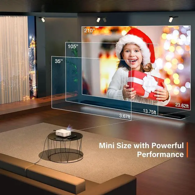 Alt view image 4 of 7 - Mini Projector, VOPLLS 1080P Full HD Supported Video Projector, Portable Outdoor Home Theater Movie Projector, 50% Zoom, Compatible with HDMI, USB, AV, Smartphone/Tablet/Laptop/PC/TV Box