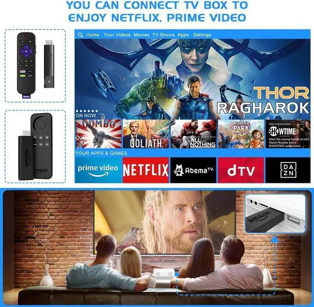 Alt view image 5 of 7 - Projector with WiFi and Bluetooth, 2023 Upgrade 9500L Outdoor Projector, Mini Movie Projector Supports 1080P Synchronize Smartphone Screen by WiFi/USB Cable for Home Entertainment