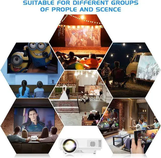 Alt view image 7 of 7 - Projector with WiFi and Bluetooth, 2023 Upgrade 9500L Outdoor Projector, Mini Movie Projector Supports 1080P Synchronize Smartphone Screen by WiFi/USB Cable for Home Entertainment