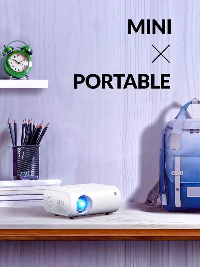 Alt view image 2 of 7 - Mini Projector,  2023 Upgraded Portable Projector with 9000 Lux and Full HD 1080P, Movie Projector Compatible with iOS/Android Phone/Tablet/Laptop/PC/TV Stick/Box/USB Drive/DVD/Game Console