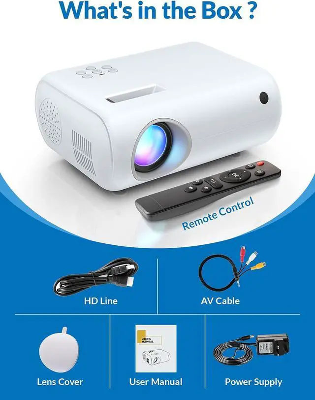 Alt view image 7 of 7 - Mini Projector,  2023 Upgraded Portable Projector with 9000 Lux and Full HD 1080P, Movie Projector Compatible with iOS/Android Phone/Tablet/Laptop/PC/TV Stick/Box/USB Drive/DVD/Game Console