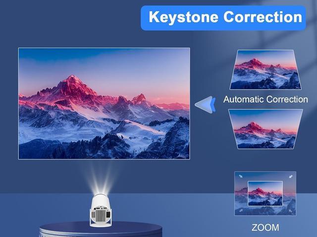 Alt view image 6 of 7 - Mini Projector, Magcubic HY300 Auto Keystone Correction Portable Projector, 4K/ 200 ANSI Smart Projector with 2.4/5G WiFi, BT 5.0, 130 Inch Screen, 180 Degree Flip, Round Design, Home Video Projector