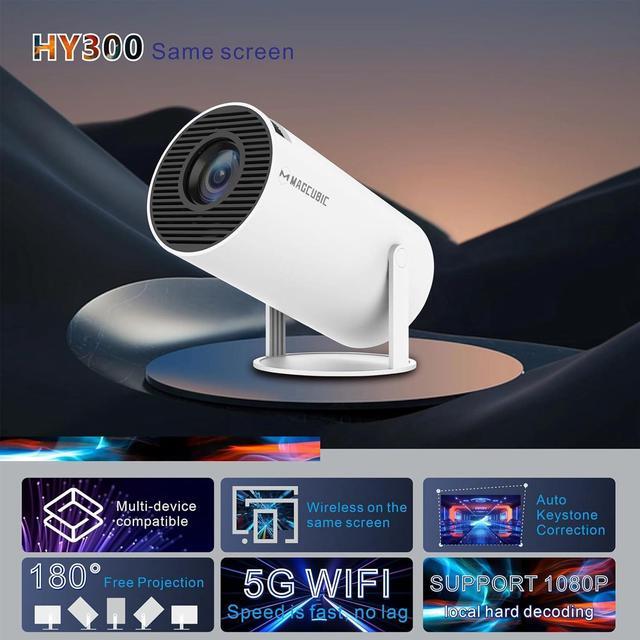 Alt view image 7 of 7 - Mini Projector, Magcubic HY300 Auto Keystone Correction Portable Projector, 4K/ 200 ANSI Smart Projector with 2.4/5G WiFi, BT 5.0, 130 Inch Screen, 180 Degree Flip, Round Design, Home Video Projector