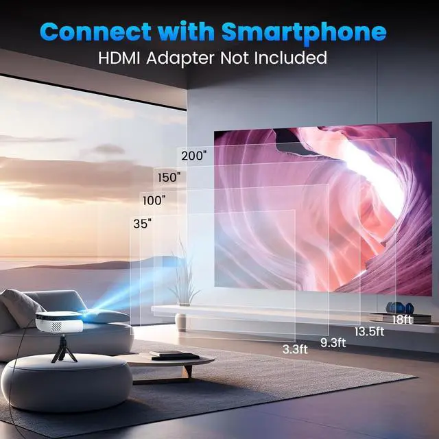 Alt view image 4 of 7 - Outdoor Projector, Mini Projector for Home Theater, 1080P and 240" Supported Movie Projector 7500 L Portable Home Video Projector Compatible with Smartphone/TV Stick/PS4/PC/Laptop