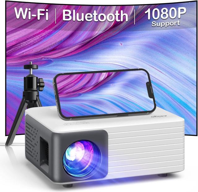  Mini Projector with WiFi and Bluetooth, 1080P Supported iPhone  Projector with Projector Stand, Portable Movie Projector for Home  Theater/Outdoor, Compatible with iOS/Android/Laptop/TV Stick/HDMI/PS5 :  Electrónica
