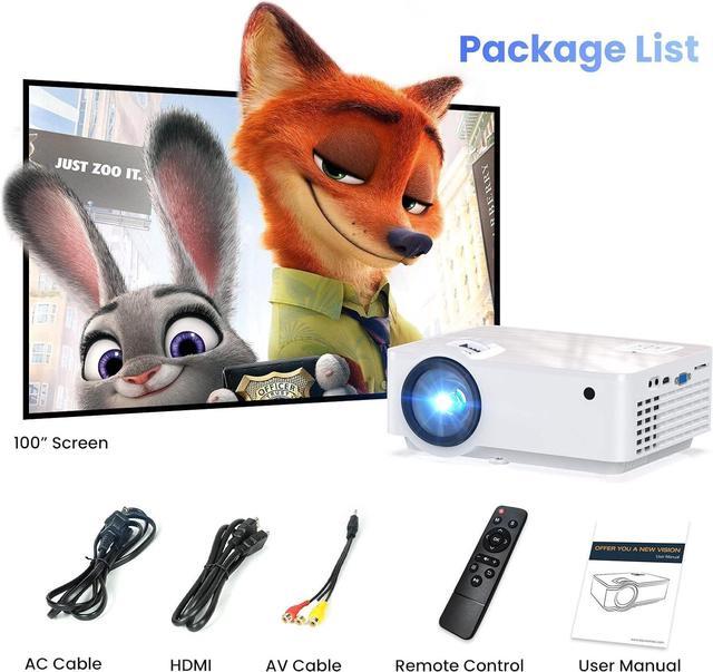 Alt view image 6 of 7 - Projector, 1080P Bluetooth Mini Projector with 100 Projector Screen, 9500 LUX Portable Outdoor Movie Projector for Phone, Compatible with VGA/HDMI/USB/SD/Laptop/Fire Stick/PS5