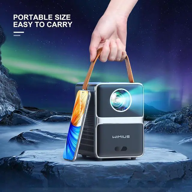 Alt view image 6 of 6 - [Electric Focus] Mini Projector with 5GWiFi and Bluetooth, WIMIUS 1080P Outdoor Projector, Portable Movie Projector, 300" Screen, Compatible with iOS/Android/TV Stick/HDMI/PS5