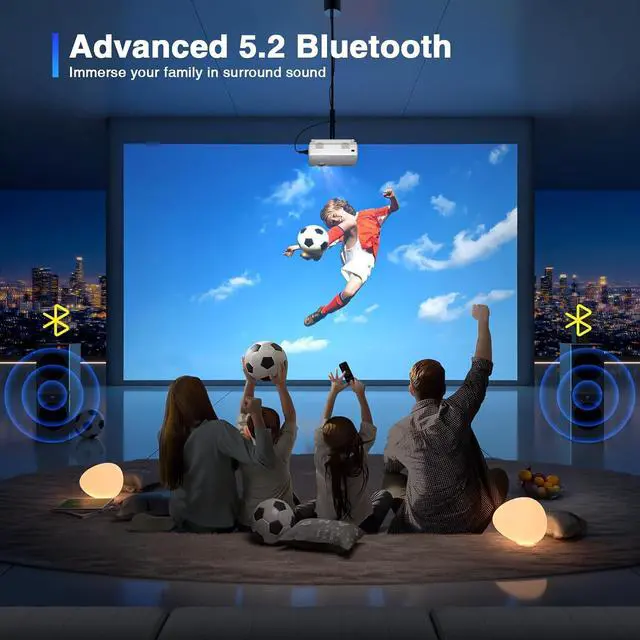 Alt view image 4 of 7 - AuKing Projector with WiFi and Bluetooth, 2024 Upgraded Mini Projector, Full HD 1080P Home Theater Video Projector, Compatible with HDMI/USB/AV/Smartphone/TV Box/Laptop