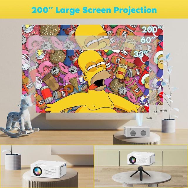 Alt view image 7 of 7 - Mini Bluetooth Projector 9500 Lumens, Full HD 1080P Supported Portable Outdoor Movie Projector for iOS, Android, Windows, Compatible with TV Stick/HDMI/Smartphone/PS4/USB [Remote Included]