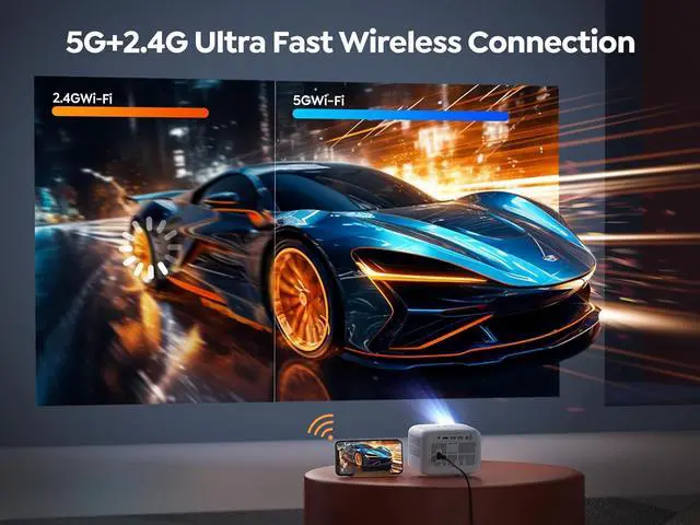 Alt view image 5 of 7 - [Electric Focus]Mini Projector with 5G WiFi and Bluetooth 5.2,YABER 15000 Lumen 1080P Outdoor Projector Support ±40° Keystone Correction,Portable Projector for Phone/ TV Stick/Laptop/PS5