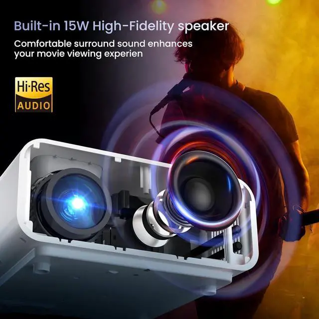 Alt view image 4 of 7 - 4K Support Projector with Wifi and Bluetooth,  Mini Portable Projectors for Outdoor Home Movie, Compatible with Laptop, Smartphone, TV Stick, Xbox, PS5