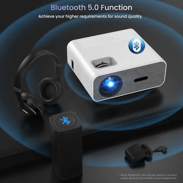 Alt view image 5 of 7 - 4K Support Projector with Wifi and Bluetooth,  Mini Portable Projectors for Outdoor Home Movie, Compatible with Laptop, Smartphone, TV Stick, Xbox, PS5