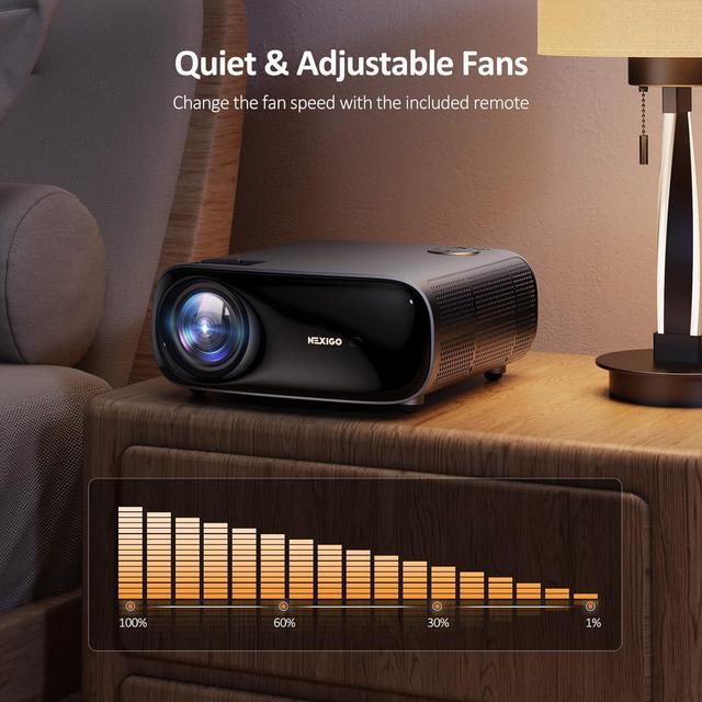 Alt view image 6 of 7 - NexiGo PJ40 Projector with WiFi and Bluetooth, Native 1080P, 4K Supported, Projector for Outdoor Movies, 300 Inch, Zoomable, 20W Speakers, Home Theater, Compatible w/TV Stick, iOS, Android (Black)