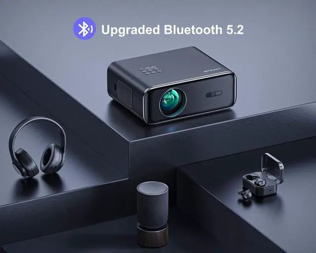 Alt view image 5 of 7 - [Auto Focus/4K Support] Projector with WiFi 6 and Bluetooth 5.2, Projector 4K, WiMiUS P62 Native 1080P Outdoor Movie Projector, Auto Keystone & 50% Zoom, Smart Home Projector for iOS/Android/TV Stick