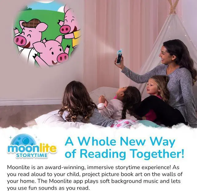 Alt view image 3 of 7 - Moonlite Storytime Projector, Magical Bedtime Kids Book Projector for Immersive Reading Experience, Smartphone Compatible Storybook Projector, Interactive Learning Fun for Kids