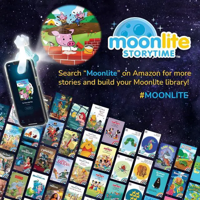 Alt view image 7 of 7 - Moonlite Storytime Projector, Magical Bedtime Kids Book Projector for Immersive Reading Experience, Smartphone Compatible Storybook Projector, Interactive Learning Fun for Kids